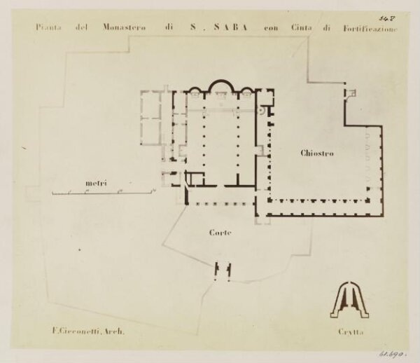 Parker, John Henry, Church and Monastery of S. Sabba on the Pseudo-Aventine, with its Fortifications - Plan.