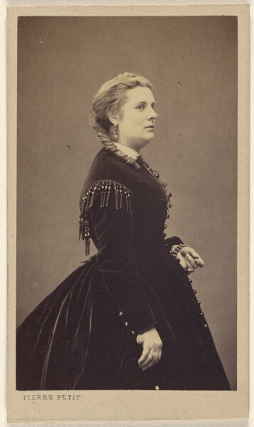 Pierre Petit, [Unidentified woman wearing a dark dress, standing, in profile]