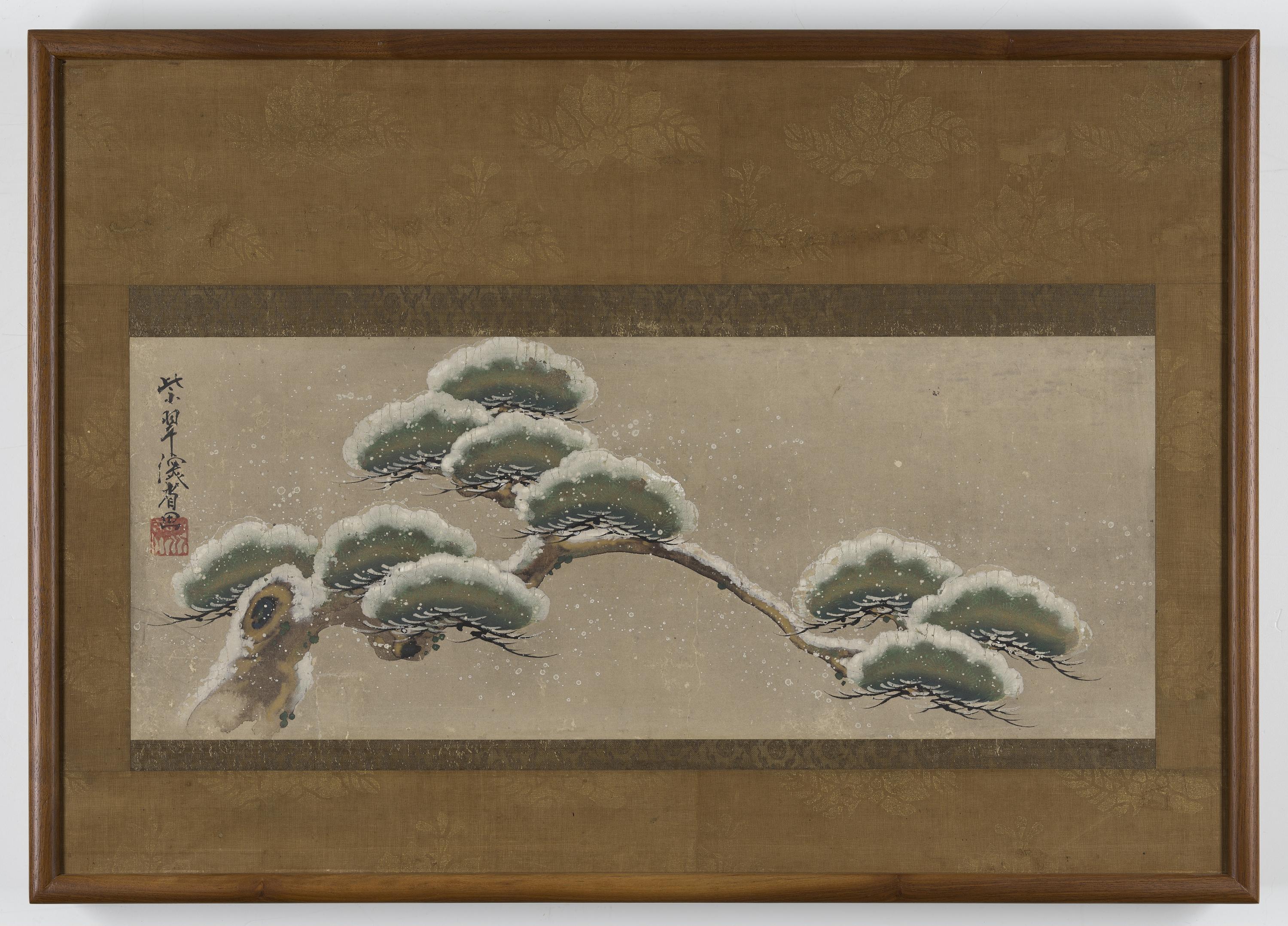 Signature of Ogata Kenzan, Snow-laden Pine Boughs