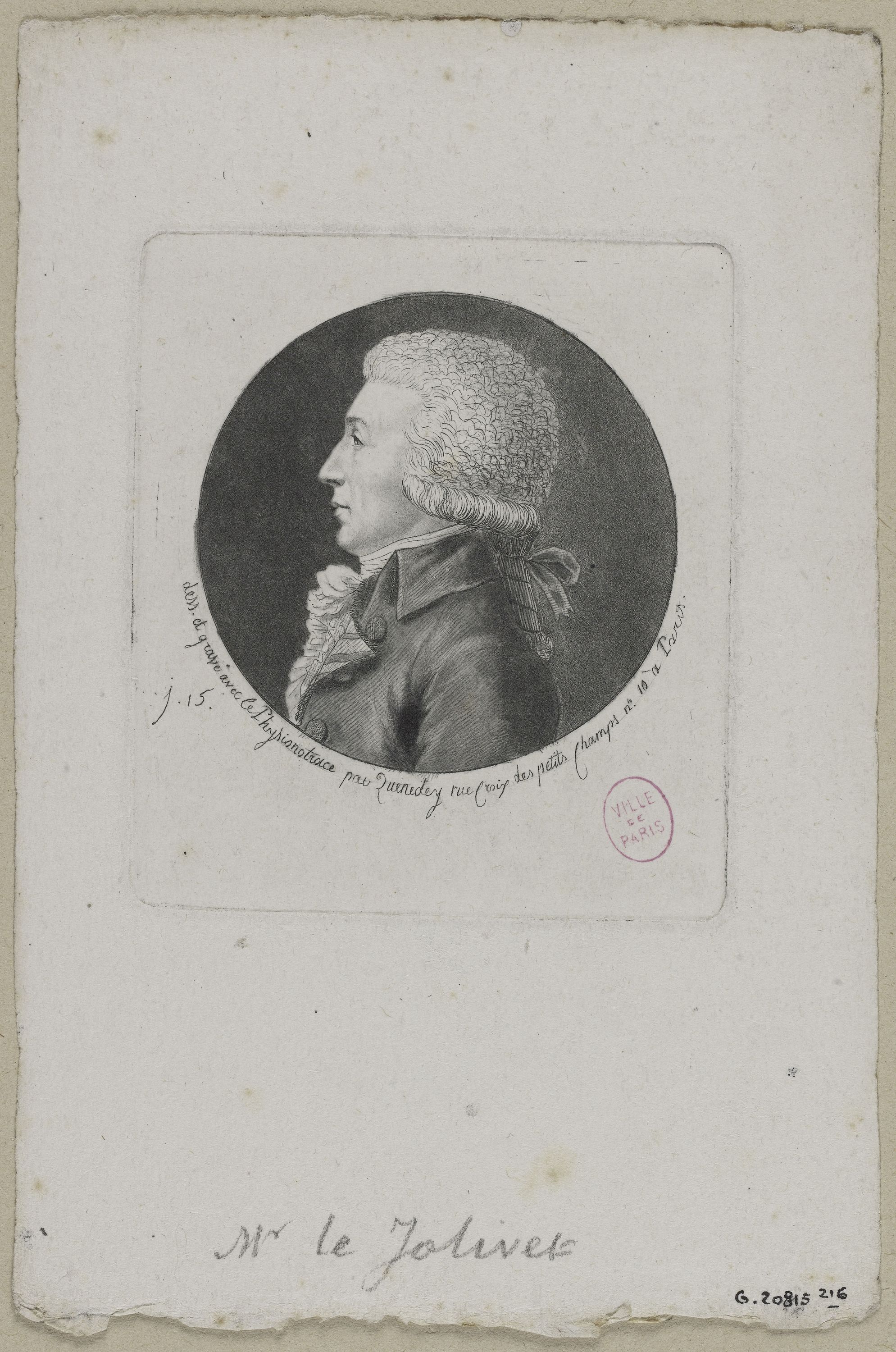 Edmé Quenedey, Portrait de Monsieur le Jolivet, Député de Paris aux Etats Généraux