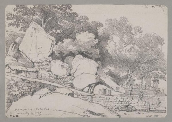 George Chinnery, Rocks, and part of the Great Joss House, Macao