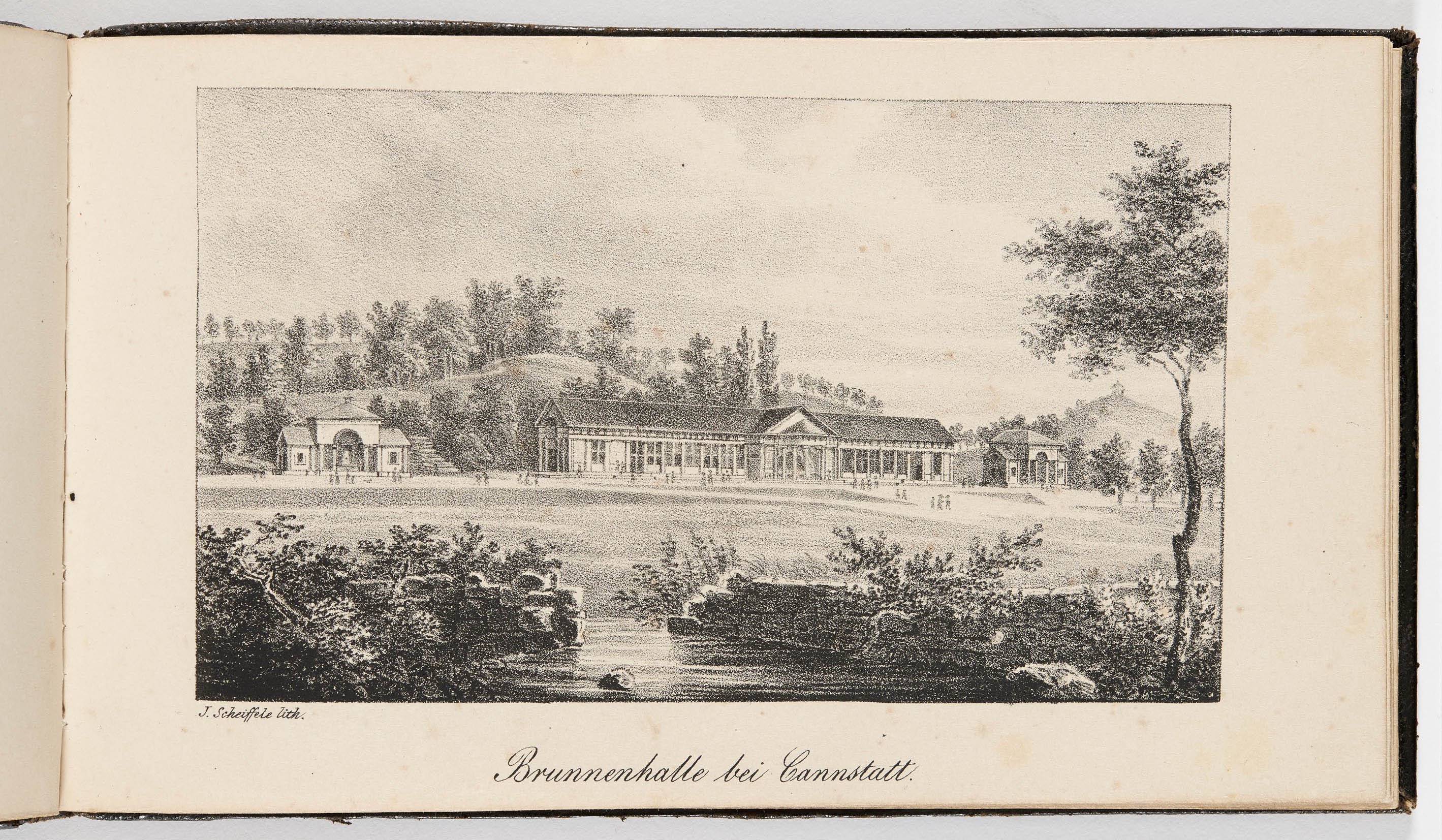Joh. Thomas Scheiffele, Albumblatt mit Ansicht des Kursaals in Cannstatt