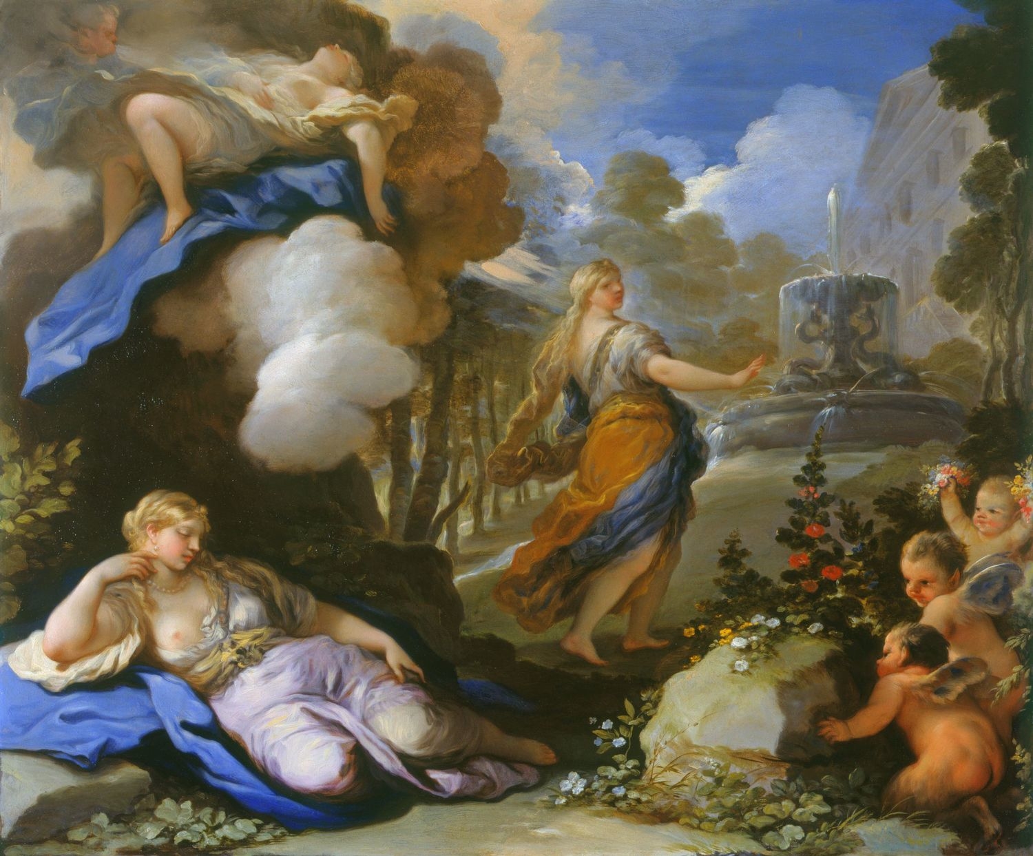 Luca Giordano, Psyche Transported and Discovering Cupid's Palace