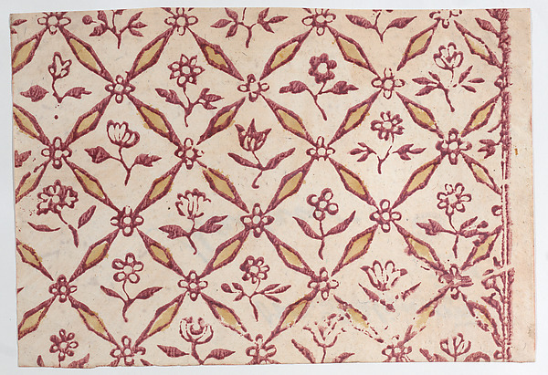 Anonymous, Sheet with red floral pattern