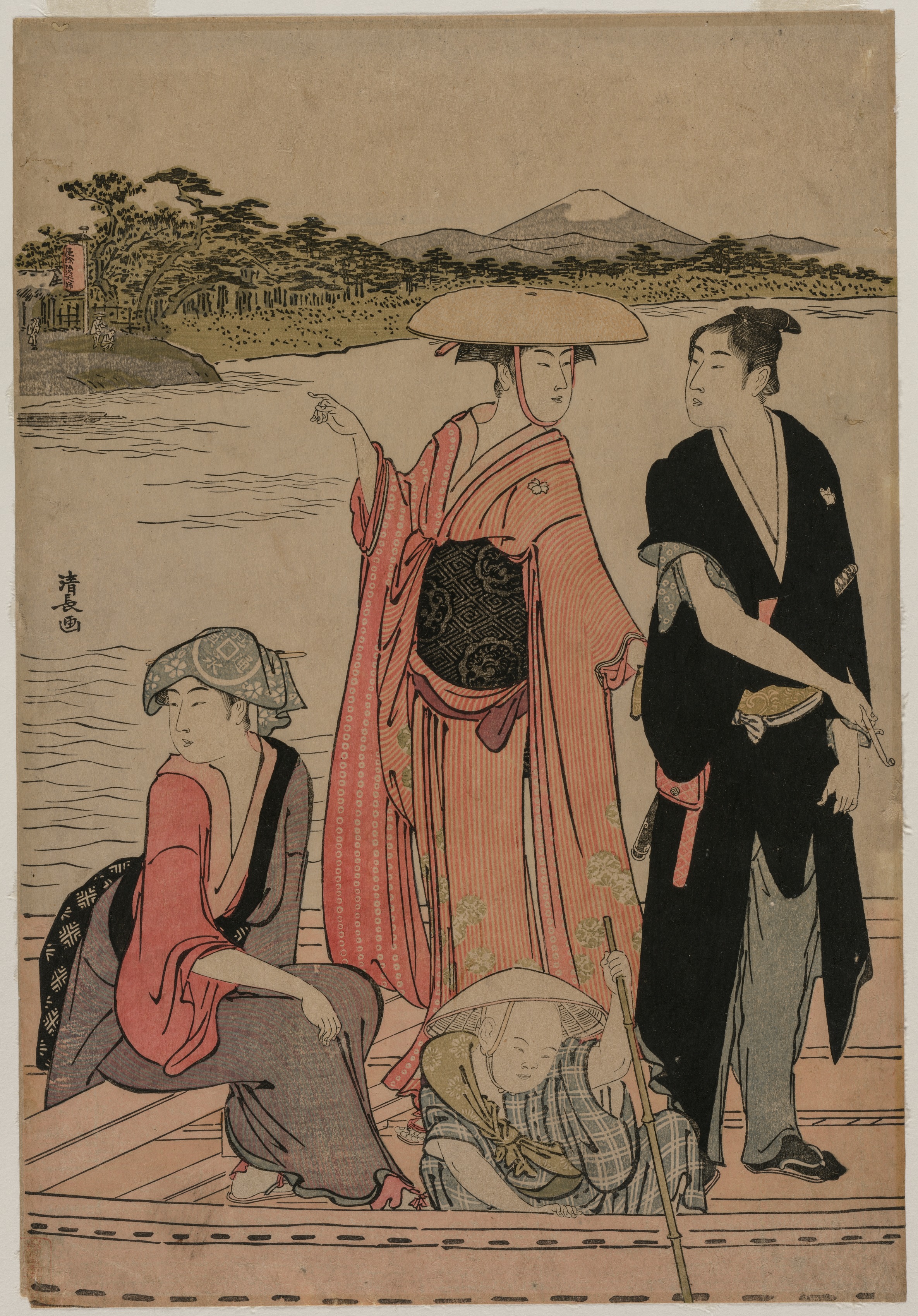 Torii Kiyonaga, Passengers in a Ferry Boat on the Sumida River