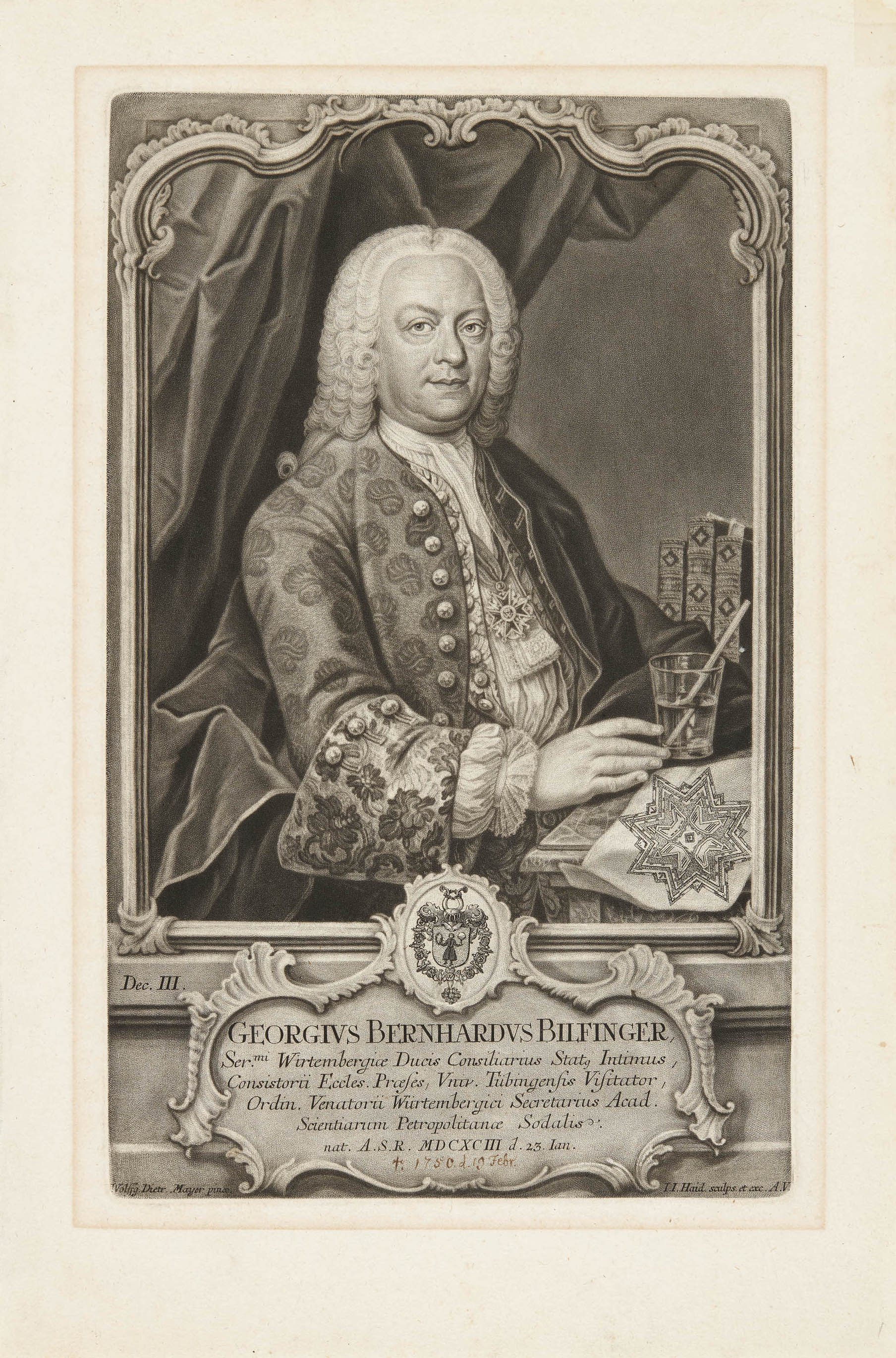 Johann Jacob Haid, Bildnis Georg Bernhard Bilfinger