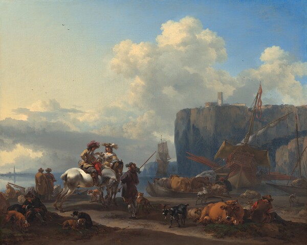Nicolaes Pietersz Berchem, View of an Italian Port