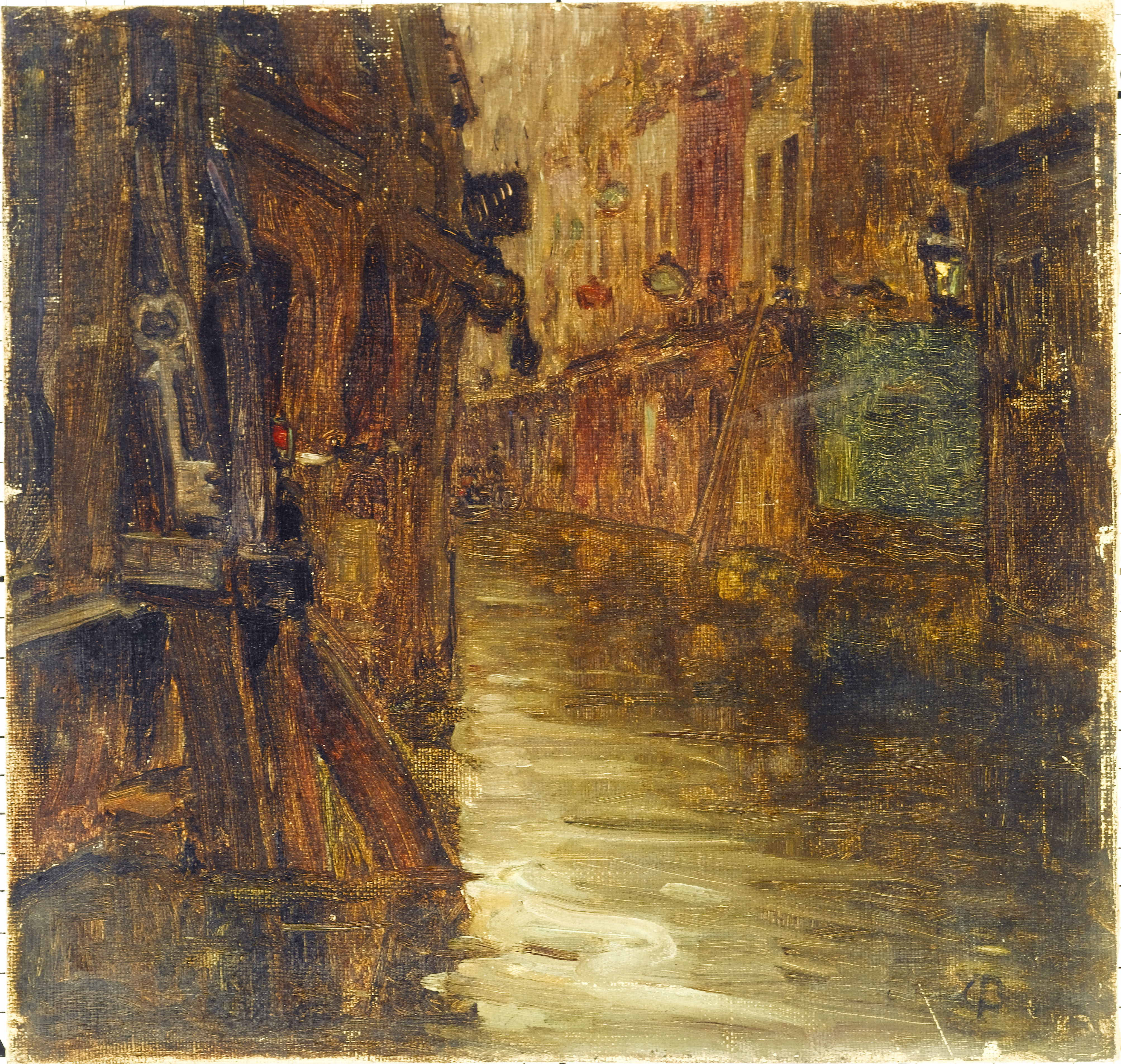 Germain Eugène Bonneton, La rue de Bièvre, vue du boulevard Saint-Germain (inondations de 1910)