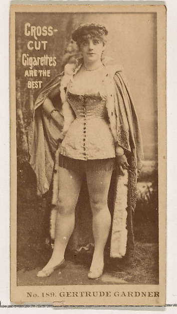 W. Duke, Sons & Co., Card Number 189, Gertrude Gardner, from the Actors and Actresses series (N145-2) issued by Duke Sons & Co. to promote Cross Cut Cigarettes