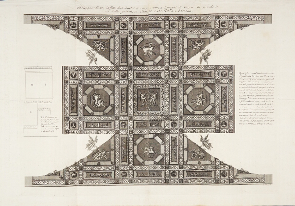 Giovanni Battista Piranesi, Udsmykket loft med sejsgudinder og dyr i kamp. Fra Hadrians Villa, Tivoli