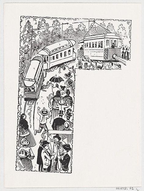 José Guadalupe Posada, Chaos and fatalities resulting from a broken electric trolley car, from a broadside entitled 'Alegre Inauguracion del Eléctrico Tranvía'