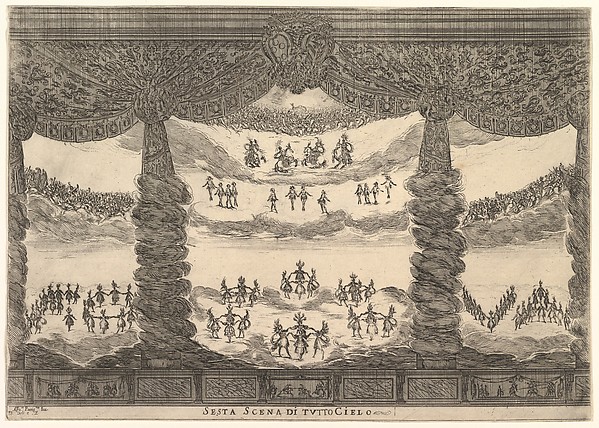 Stefano della Bella, Sixth scene, the heavens, from "The marriage of the gods" (Le nozze degli Dei)