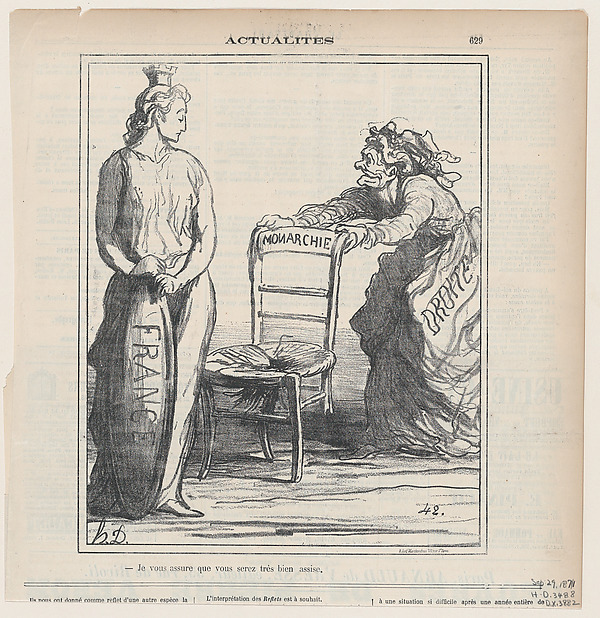 Honoré Daumier, I can assure you, you'll be seated very comfortably!, from 'News of the day,' published in Le Charivari, September 29, 1871