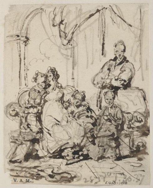 George Chinnery, A study for a portrait of Alexander Grant and his family