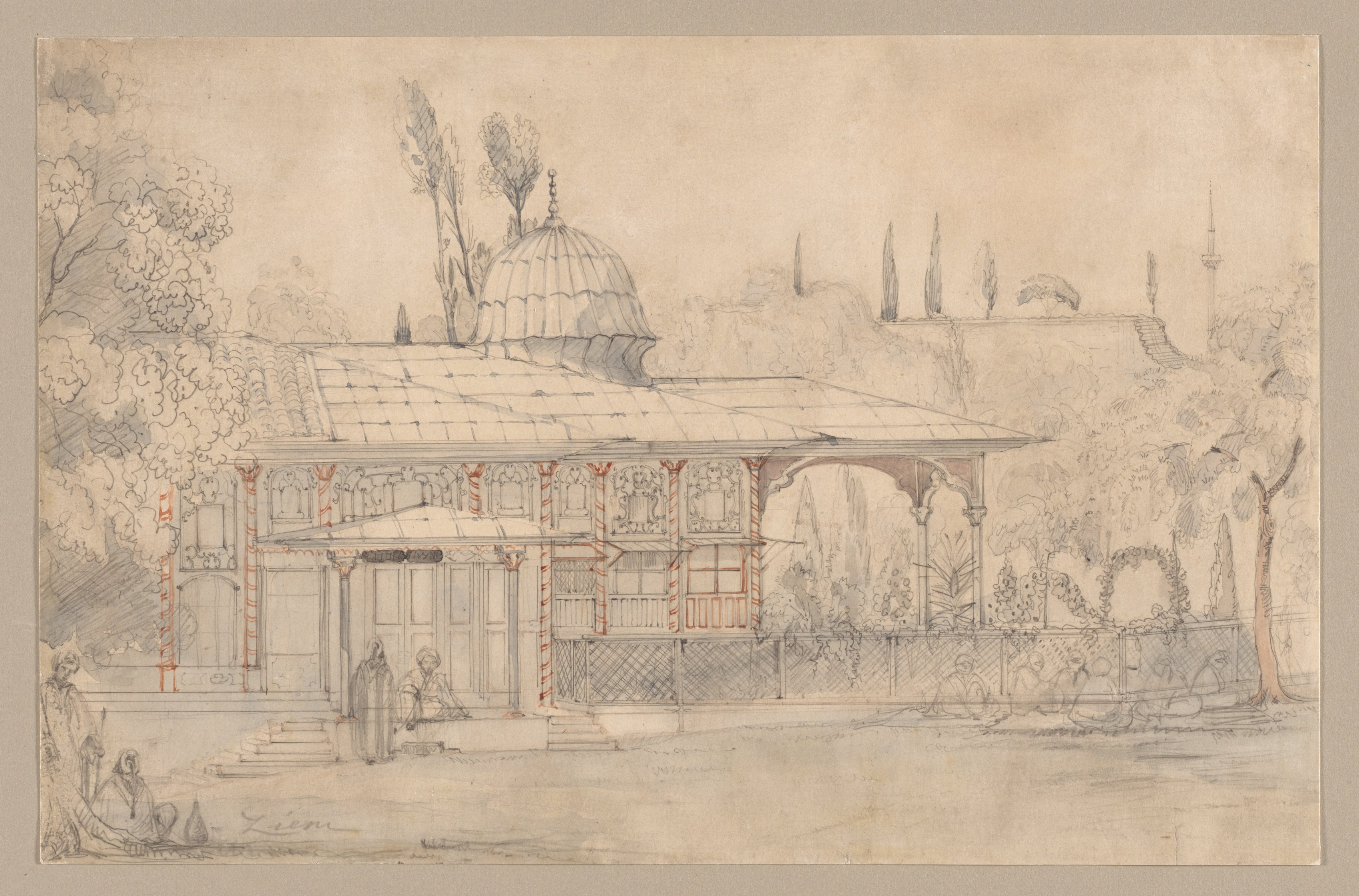 Félix Ziem, Pavilion Near a Mosque (recto)