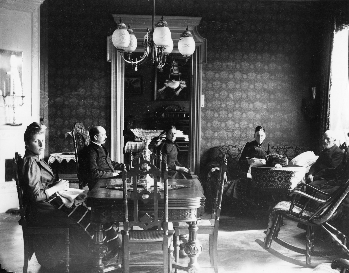 Henri Osti's Fotografiateliér, Salen i ombudsman Deurells hem, Dragarbrunnsgatan 46, Uppsala 1890