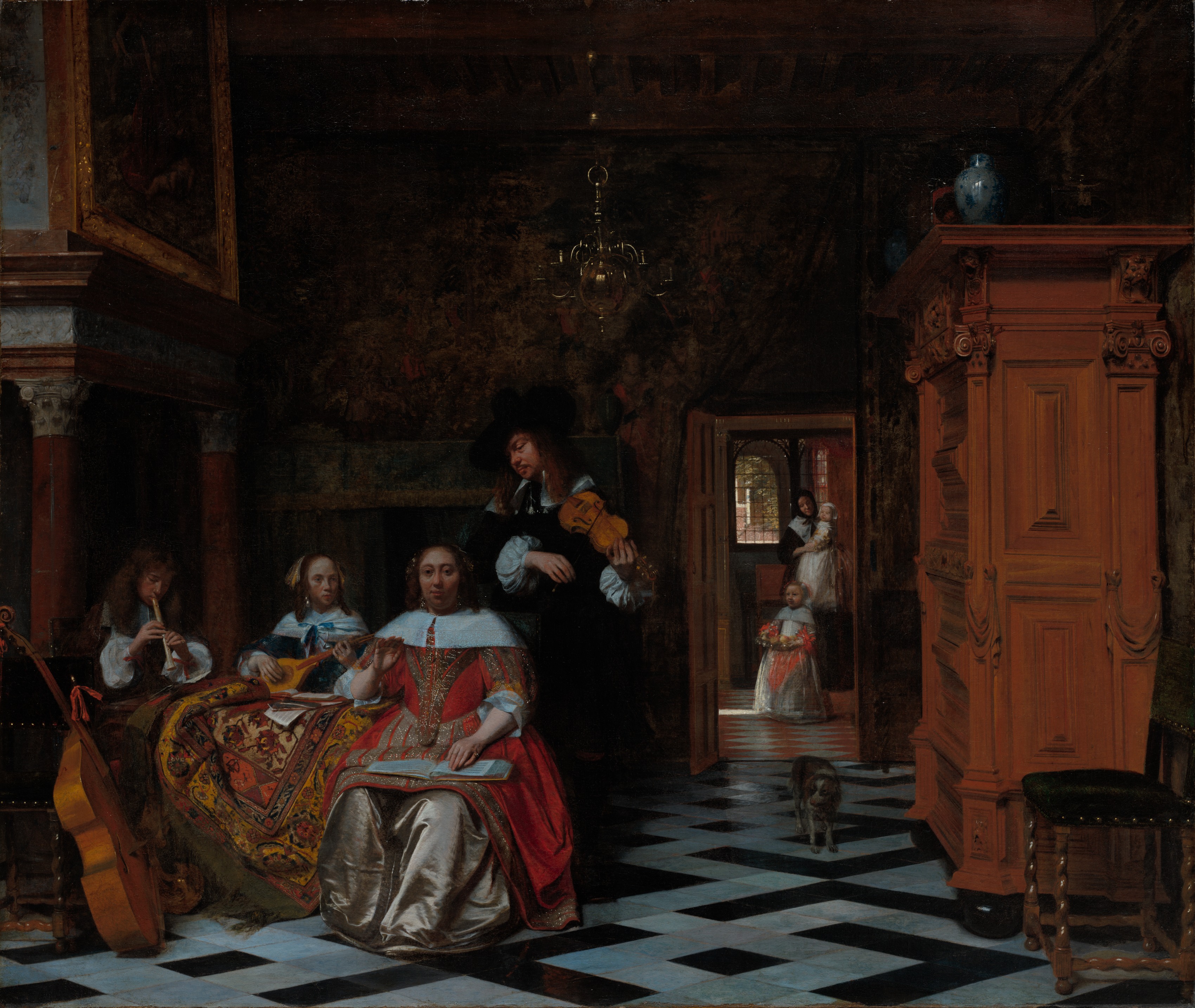 Pieter de Hooch, Portrait of a Family Playing Music