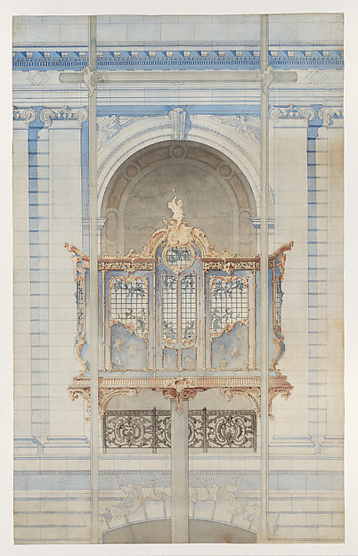 Anonymous, French, 19th century, Competition Design for an Elevator Cabin (Godeboeuf Prize)