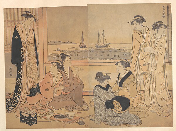 Torii Kiyonaga, A Party of Merrymakers in a Tea-house at Shinagawa