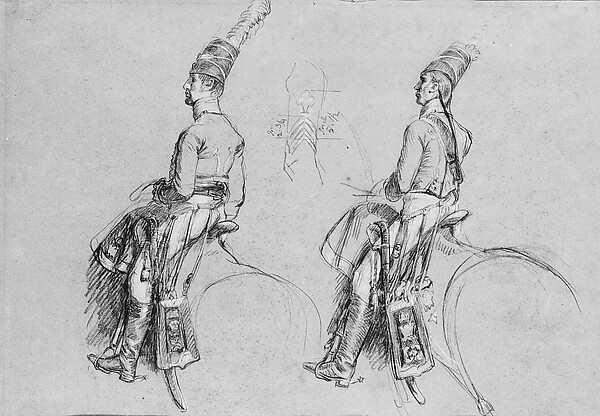 John Singleton Copley, Two Equestrian Figures, Possibly a Study for "George IV,  Prince of Wales"