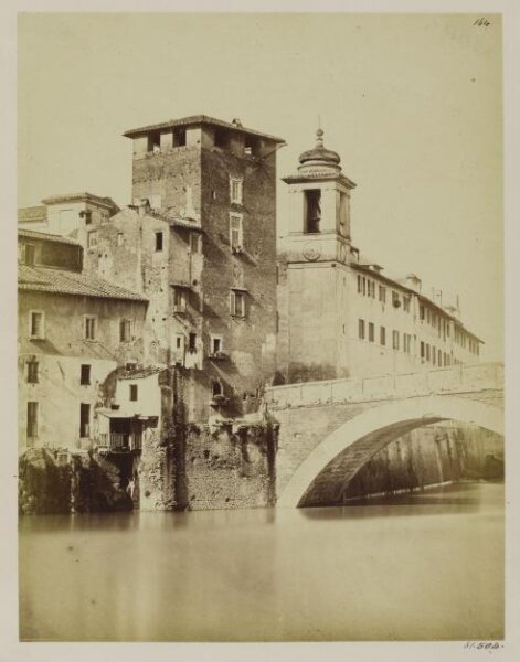 Parker, John Henry, The Tiber - Medieval. Torre de Pier Leoni, forming a tete-de-Pont to the Bridge of Fabricus.