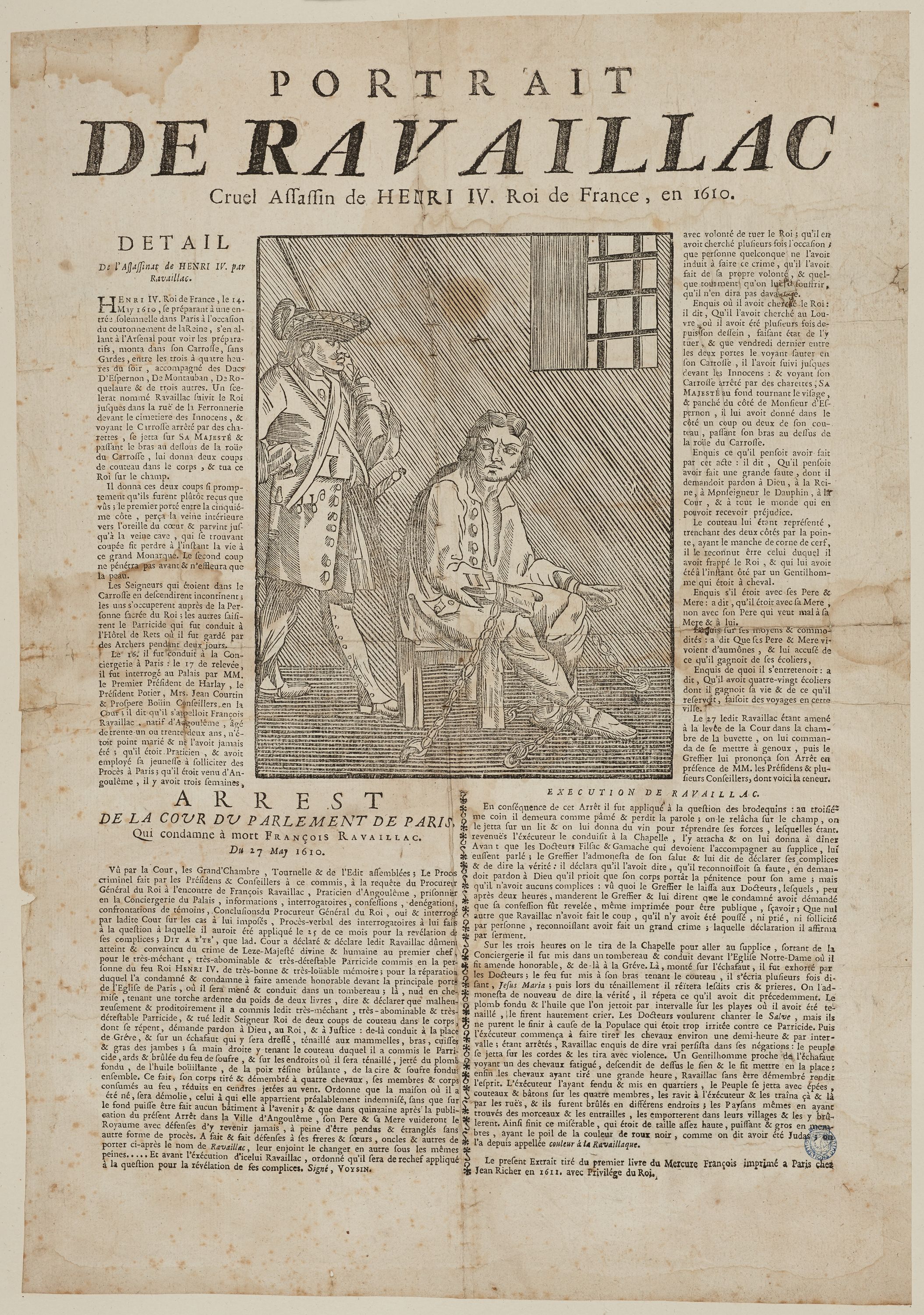 Anonyme, Portrait de Ravaillac dans sa prison