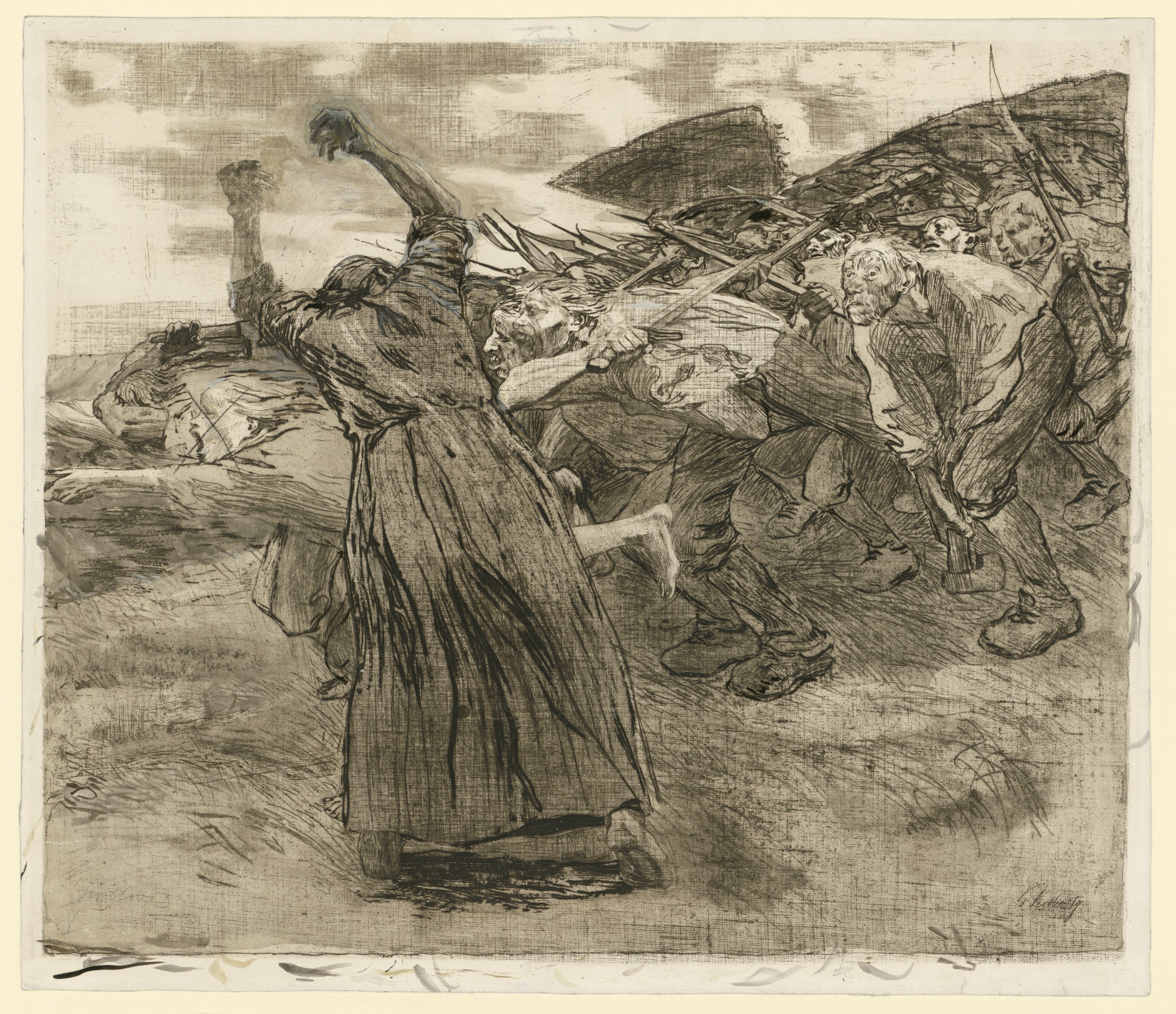 Käthe Kollwitz, Losbruch (Blatt 5 aus "Bauernkrieg", 5. Zustand)