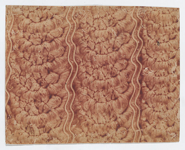Anonymous, Red paste paper with wavy line design