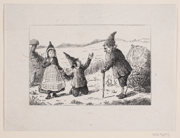 F. Hendriksen, Illustration til "Nisse-Frieri", digt af Christian Richardt