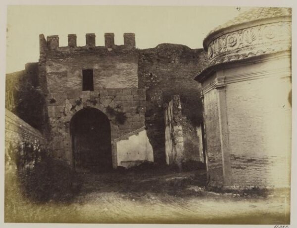 Parker, John Henry, Gates of Rome - Porta Latina, interior, Honorius, A.D. 403, with the Chapel of S. John in Olio, A.D. 1520