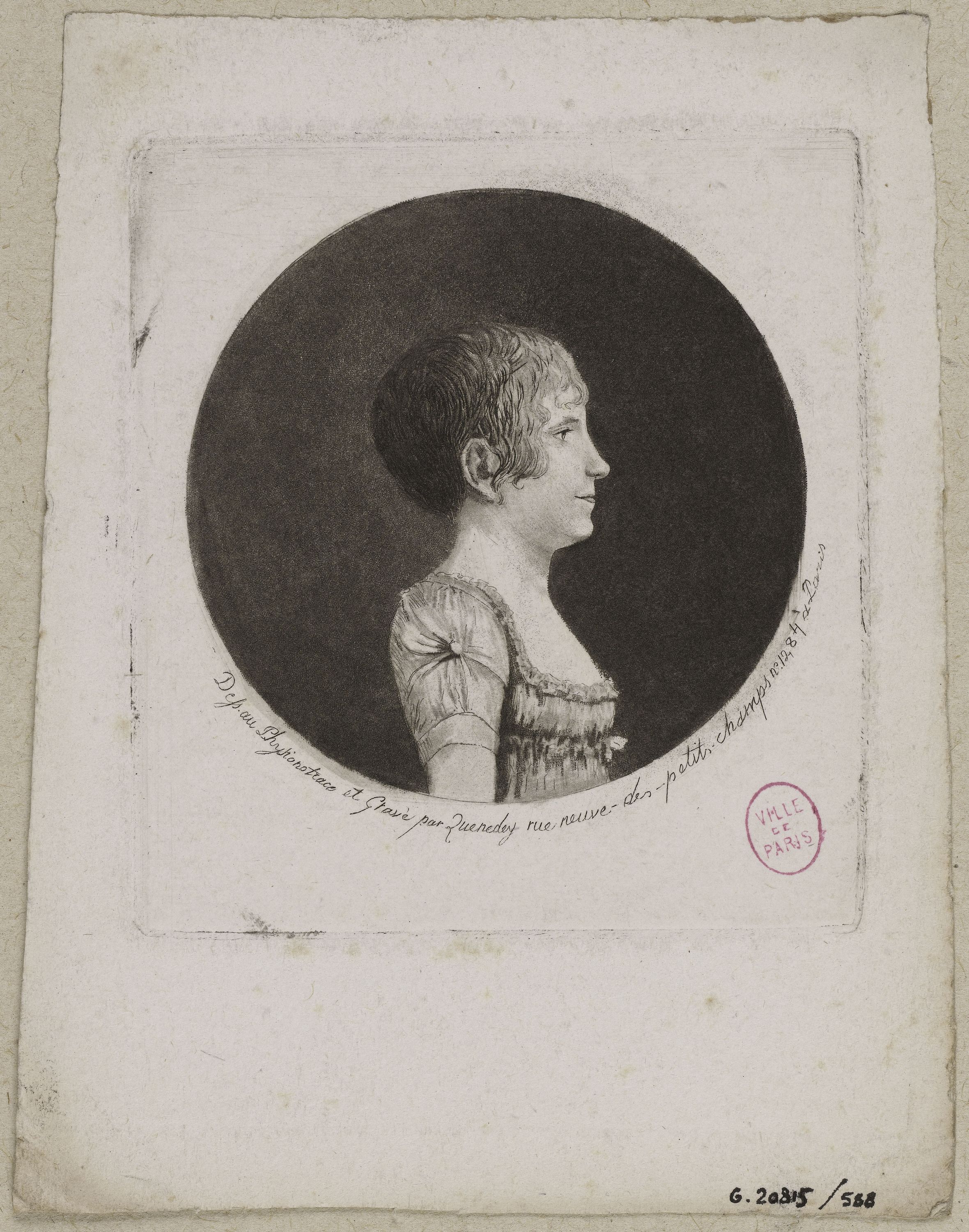 Edmé Quenedey, Portrait d'une femme, fin XVIIIème siècle/début XIXème siècle