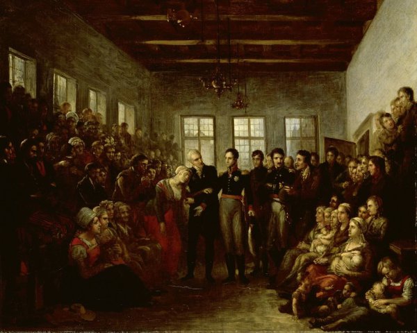 Mattheus Ignatius van Bree, The Prince of Orange Visititing Flood Victims at the Almoners Orphanage, Amsterdam, on 14 February 1825
