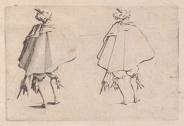 Jacques Callot, Le Gentilhomme au Grand Manteau, Vu de Dos (The Gentleman with a Large Mantle, Viewed from Behind), from "Les Caprices" Series B, The Nancy Set