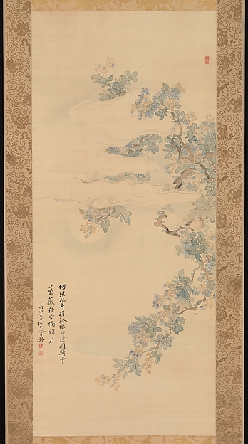 Tsubaki Chinzan, Small Bird on a Crepe Myrtle Branch
