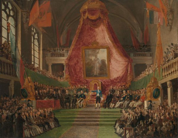 Mattheus Ignatius van Bree, The Solemn Inauguration of University of Ghent by the Prince of Orange in the Throne Room of the Town Hall on 9 October 1817
