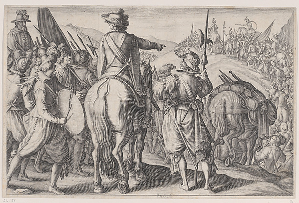 Jacques Callot, Les Troupes en Marche (The Marching Troops), from "La Vie de Ferdinand Ier de Médicis série appelée aussi Les Batailles des Médicis" (The Life of Ferdinand I de'Medici also called The Medici Battles)