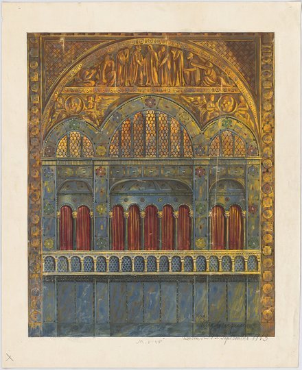 Genzmer Felix, Sakralbau (Synagoge?) Wiederaufbau: Detail einer Innenansicht 1:25