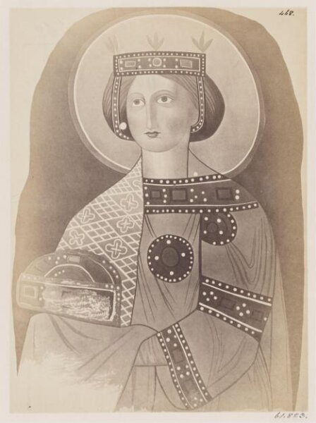 Parker, John Henry, Catacomb of S. Cyriaca - A female Saint, richly attired and crowned, A.D. 772-795