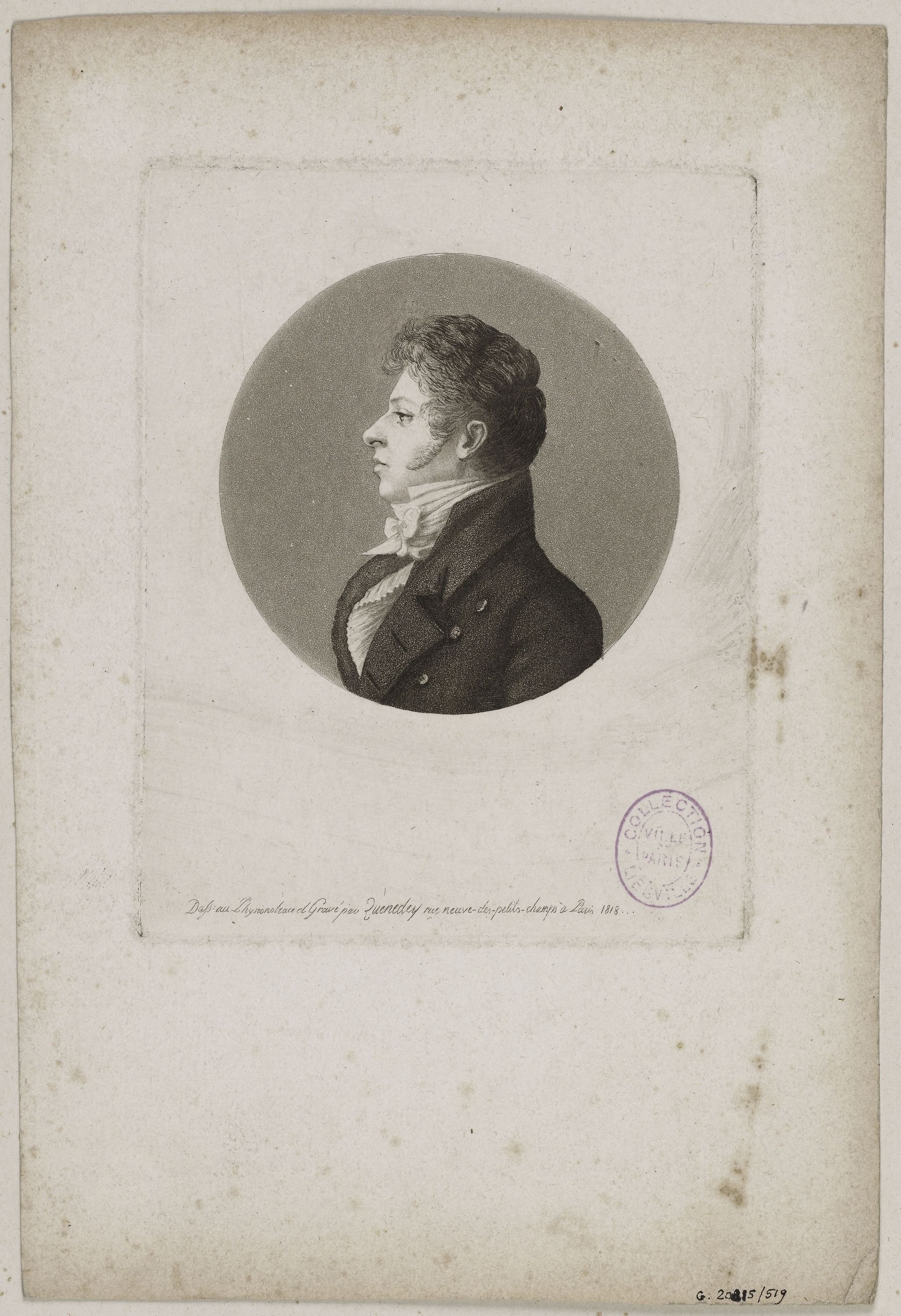 Edmé Quenedey, Portrait d'un homme, fin XVIIIème siècle/début XIXème siècle