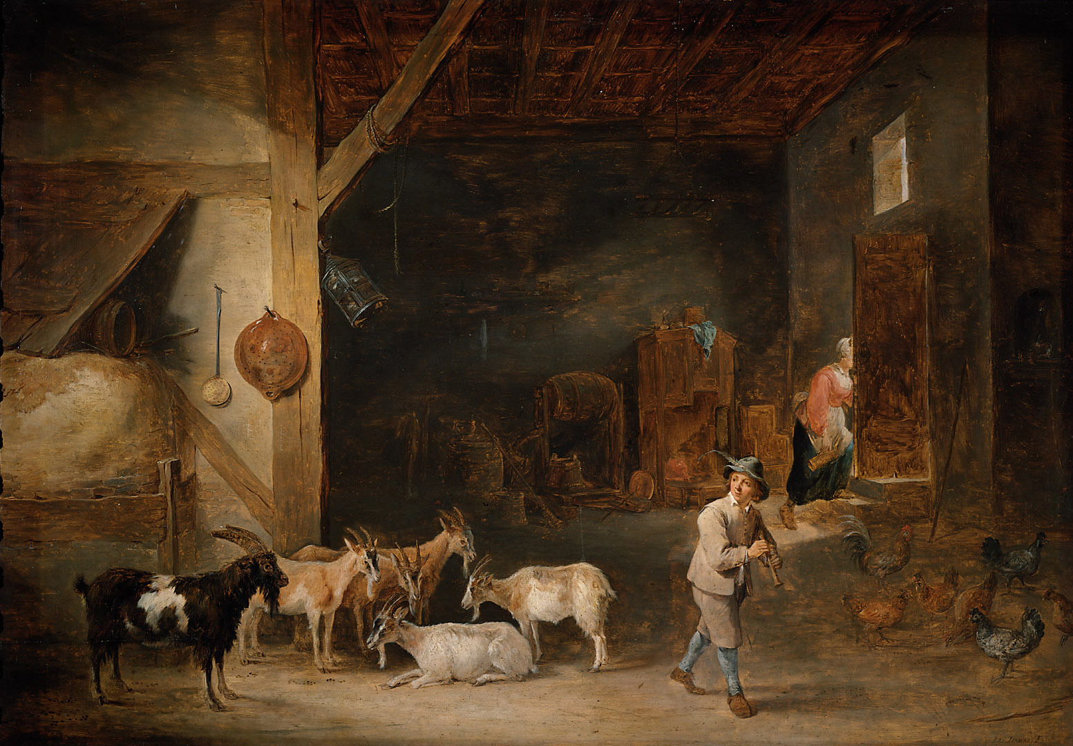 David Teniers the Younger, Goat Barn with Flute-player