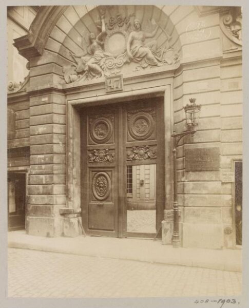 Atget, Jean-Eugène-Auguste, Doorway, Hotel d'Ambassadeurs, Paris, France