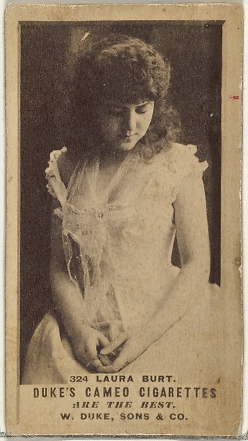 W. Duke, Sons & Co., Card Number 324, Laura Burt, from the Actors and Actresses series (N145-5) issued by Duke Sons & Co. to promote Cameo Cigarettes