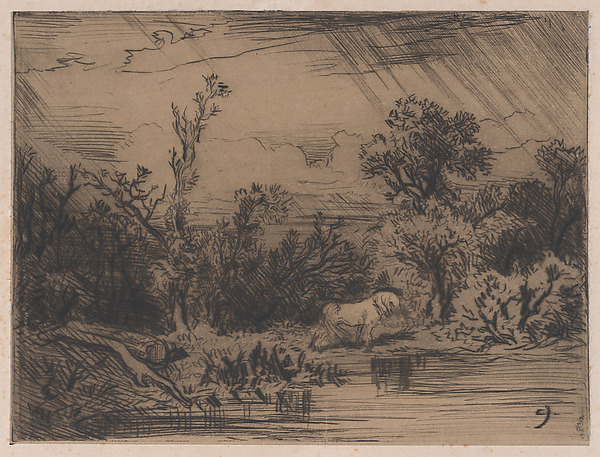 Charles Jacque, Landscape with Thunderstorm