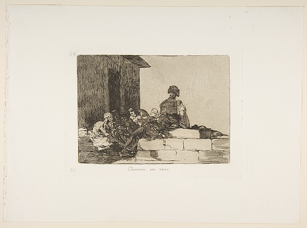 Goya (Francisco de Goya y Lucientes), Plate 54 from "The Disasters of War" (Los Desastres de la Guerra): 'Appeals are in vain' (Clamores en vano)