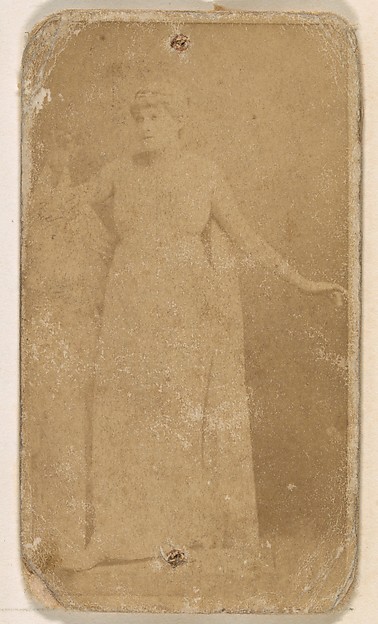 Kinney Brothers Tobacco Company, Standing actress in long pale gown, from the Actresses series (N245) issued by Kinney Brothers to promote Sweet Caporal Cigarettes