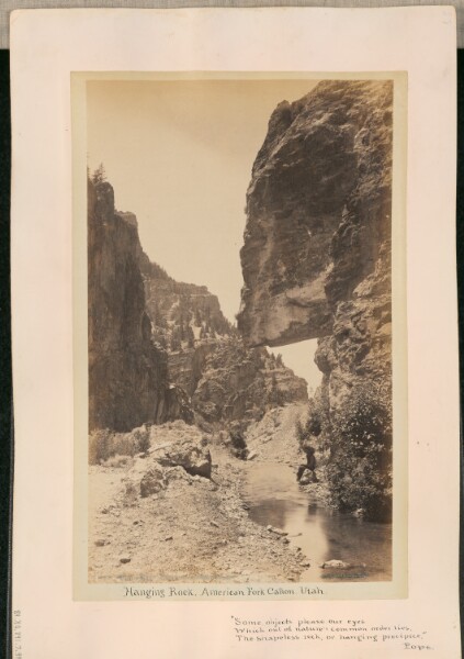 William Henry Jackson, Hanging Rock. American Fork Cañon. Utah