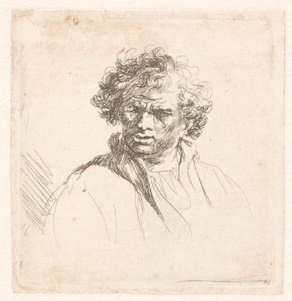 Rembrandt van Rijn, Hoved af mand med krøllet hår