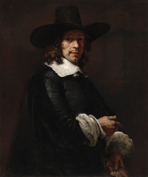 Rembrandt van Rijn, Portrait of a Gentleman with a Tall Hat and Gloves