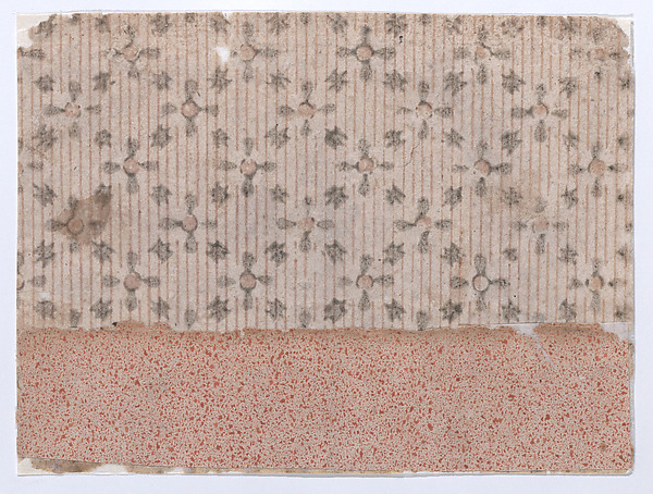 Anonymous, Sheet with stripe and abstract pattern