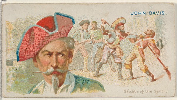 Allen & Ginter, John Davis, Stabbing the Sentry, from the Pirates of the Spanish Main series (N19) for Allen & Ginter Cigarettes